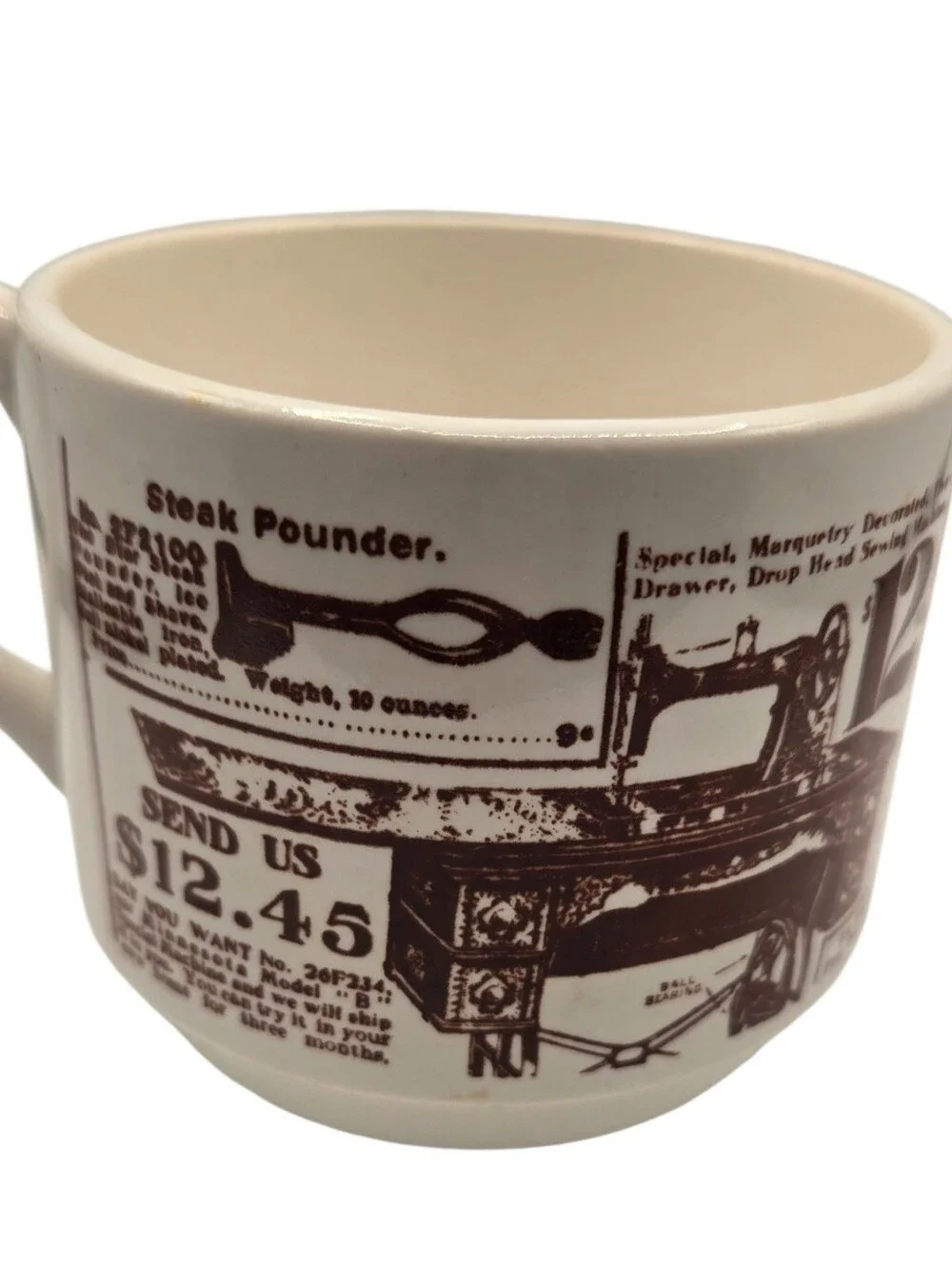 Vintage Sears Roebuck & Co Catalog 1906 Ads Cream Brown Coffee Cup Mug Set of 2